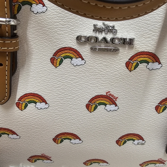COACH Pride Bags Mollie Tote 25 With Rainbow Heart Print NWT Authentic 🌈 - Picture 12 of 15